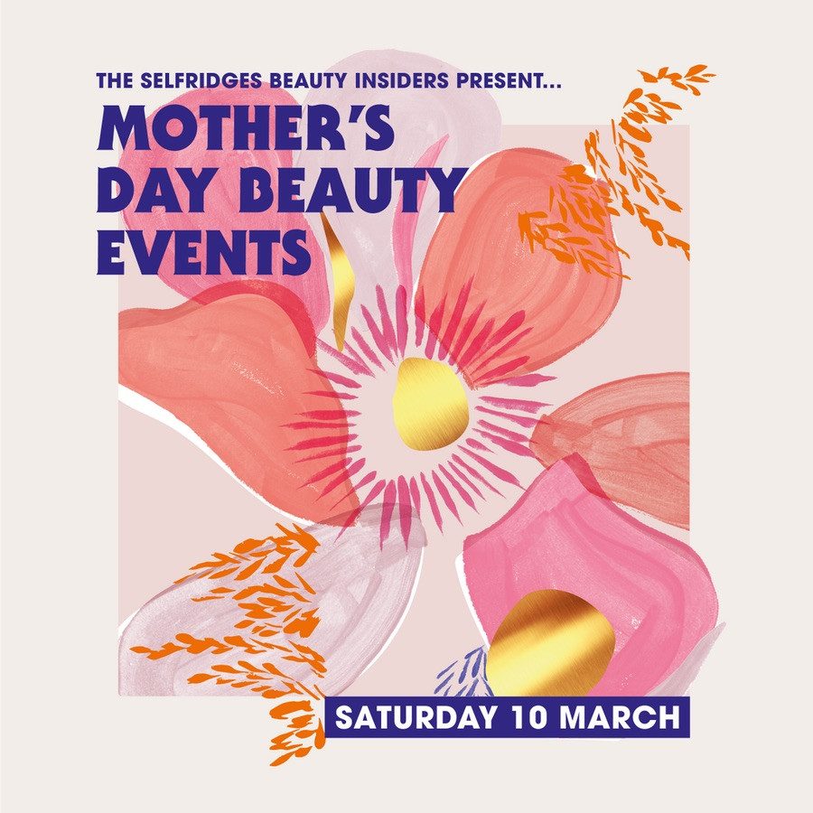 Floral poster for mother's day event pink coral yellow orange